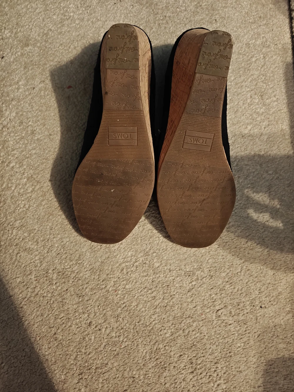 TOMS Black Cork Wedge Peep-Toe Women’s Shoes